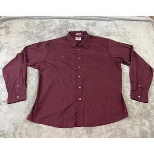 Wrangler Flex For Comfort Shirt Mens 2XL Button Up Long Sleeve Western Maroon